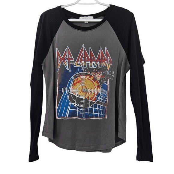 Daydreamer Def Leppard Pyromania Raglan Tee T-Shirt Gray Women’s Size S Boho - Picture 1 of 10